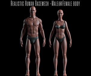 Realistic Human Basemesh - Man and Woman Body