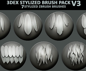 3DEX Stylized Brush Pack V3 for use with Zbrush