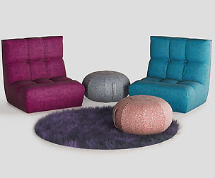 Armchair and Ottoman Pouf