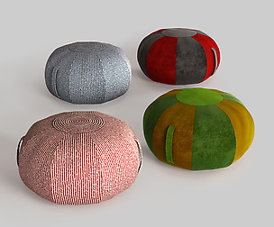 4 Soft Ottoman Poufs