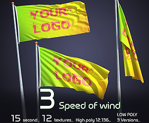 FLAG ANIMATED 3 SPEED OF WIND