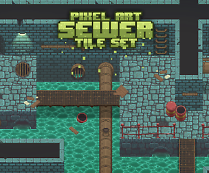 Pixel Art Sewer Tile Set