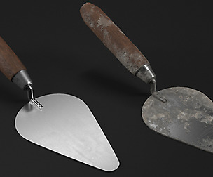 Cement Spatula Dirty and Clean