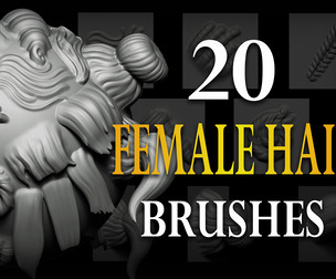 Zbrush + Blender - 20 Female Hair VDM Brush