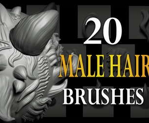 Zbrush + Blender- 20 Male Hair VDM Brush