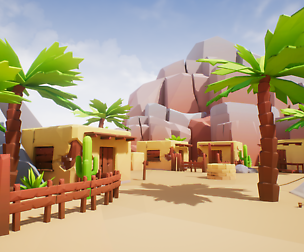 Lowpoly Style Desert Environment