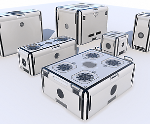 Sci Fi white cargo crates