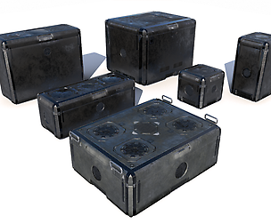 Sci Fi old grey cargo crates