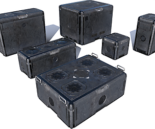 Sci Fi old grey-blue cargo crates