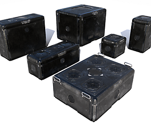 Sci Fi old black cargo crates