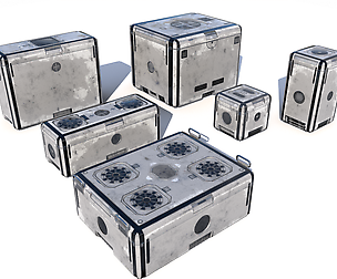 Sci Fi old white cargo crates