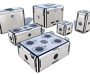Sci Fi dirty white cargo crates