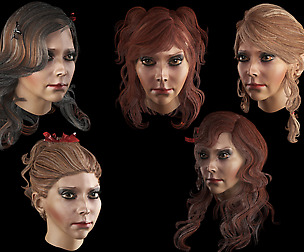 Set female hairstyle 5 types