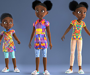 AFRO GIRL - RIGGED CARTOON CHARACTER