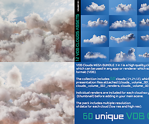 VDB Clouds MEGA BUNDLE 3 in 1 (Vol.1,Vol.2,Vol.3)
