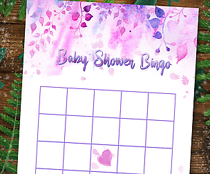 Floral Baby Shower Bingo Games template printable