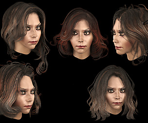 Set female hairstyle 5 types