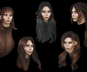Set female hairstyle 5 types