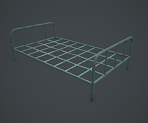 Metallic Bed Frame Low Poly / PBR / VR