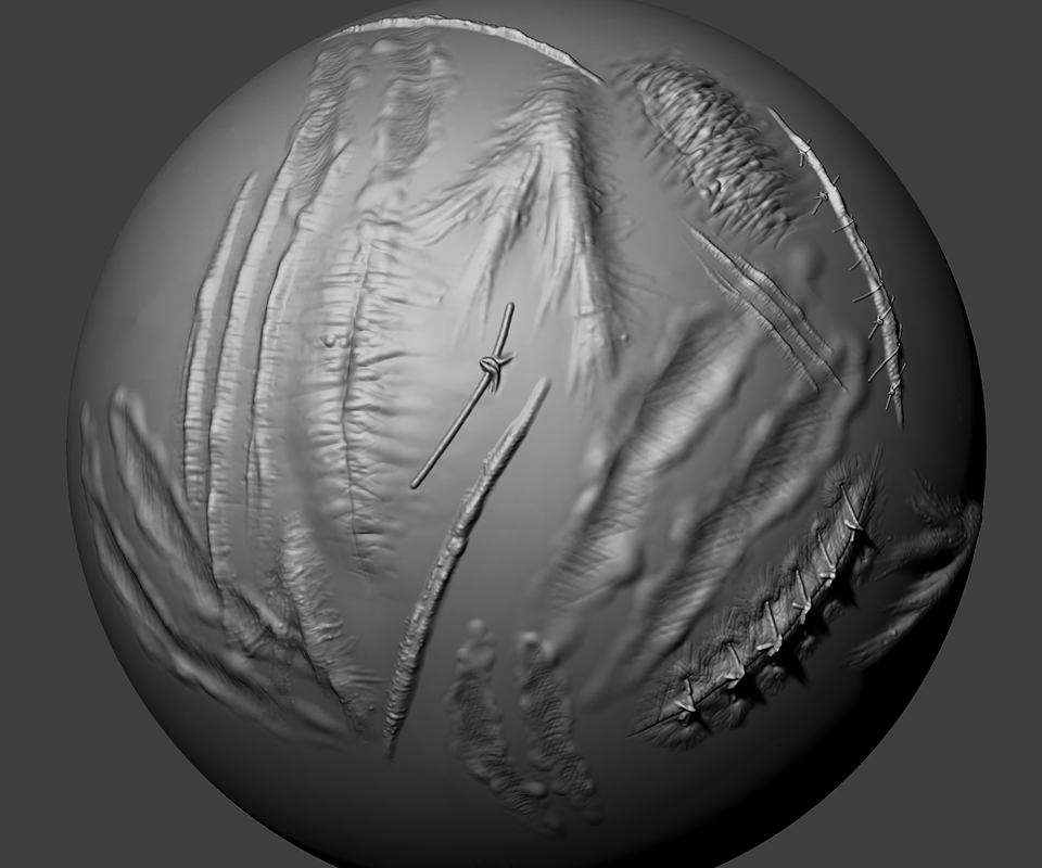 Scars Tissue VDM Brush for ZBrush