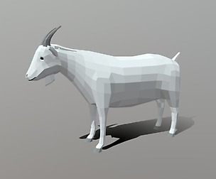 Low Poly Cartoon Goat