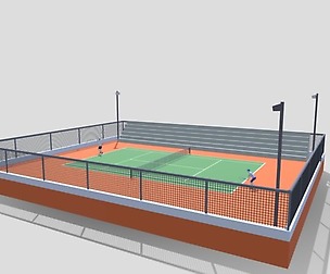 Cartoon Tennis Court Scene