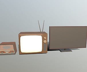 Low Poly Cartoon Modern TV-Retro TV- Retro Radio