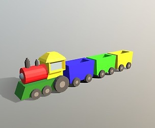 Low Poly Cartoon Train Toy