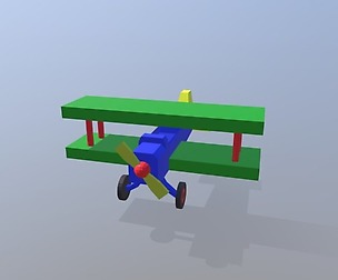 Low Poly Cartoon Biplane Toy