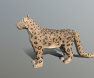 Low Poly Cartoon Snow Leopard
