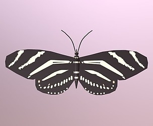 Low Poly Cartoon Black Butterfly