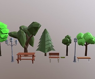 Low Poly Cartoon Park Assets Pack