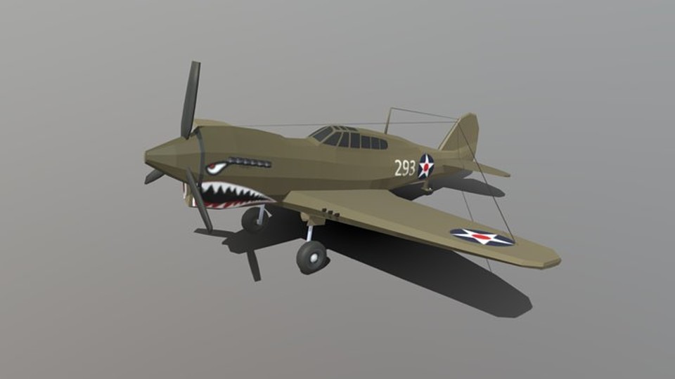 Low Poly Curtiss P-40 Warhawk Airplane