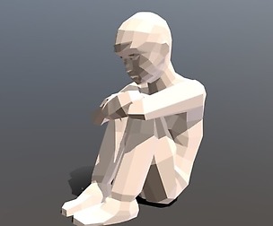 Low Poly Kid Sitting On The Floor