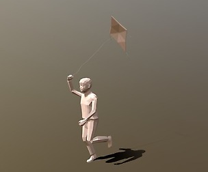 Low Poly Kid Running With a Kite
