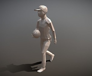 Low Poly Kid Walking With a Ball
