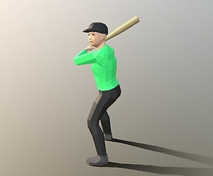 Low Poly Kid Playing Baseball