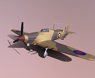 Low Poly Hawker Hurricane MK IIC WW2 Airplane