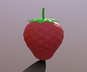 Low Poly Cartoon Strawberry