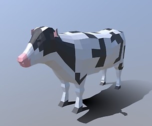 Low Poly Cartoon Cow (white)