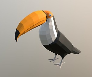 Low Poly Cartoon Toucan Bird