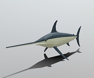 Low Poly Cartoon Swordfish