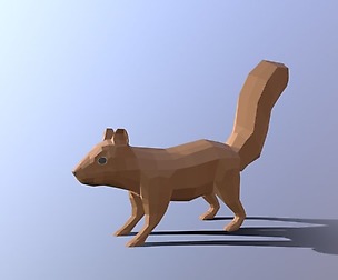 Low Poly Cartoon Squirrel