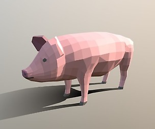 Low Poly Cartoon Pig