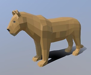 Low Poly Cartoon Female Lion