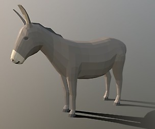 Low Poly Cartoon Donkey
