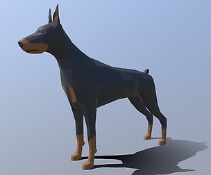 Low Poly Cartoon Doberman
