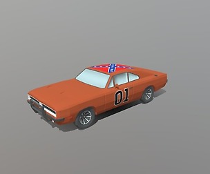 Low Poly Cartoon Dodge Charger 2019 General Lee