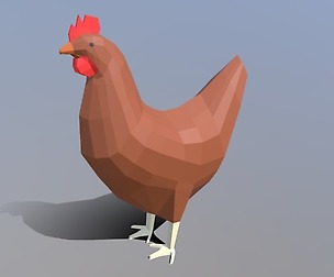 Low Poly Cartoon Chicken