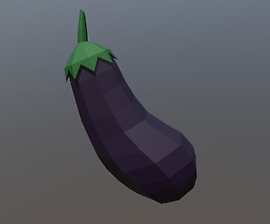 Low Poly Cartoon Eggplant